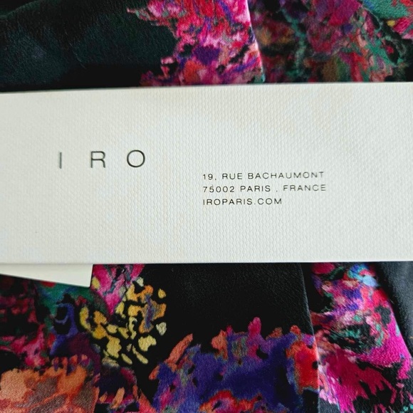 IRO Women's Pink and Black Long Sleeve V Neck Silk Blouse New Size XS - Picture 9 of 14